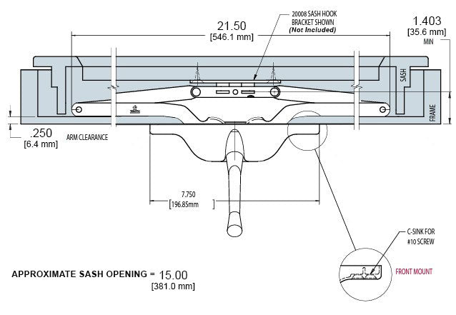 WRS Truth Hardware 21-1/2" Front Mounted Scissor Arm Operator - White