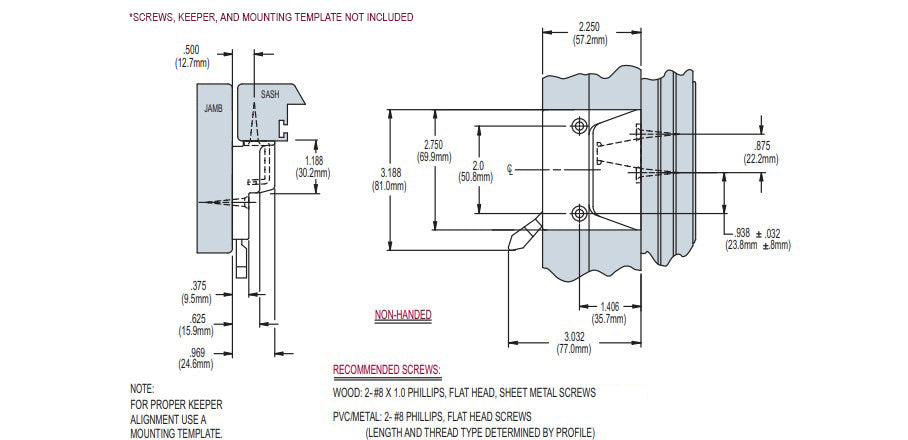 WRS Truth Low Profile, Non-Handed Casement Sash Lock  -  White