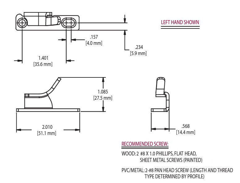 WRS Truth Hardware Homegard Casement Keeper - Left or Right Hand
