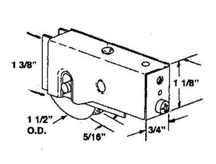 WRS Steel Patio Door Roller - 1-1/2" Steel Wheel