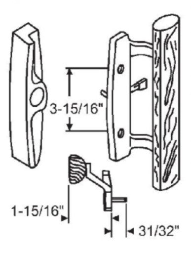 WRS Sash Controls Patio Door Handle/Lock Assembly with Key Cylinder - Black or White