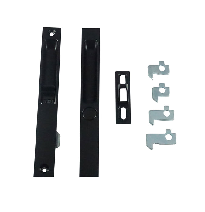 WRS 6-5/8" Flush Mount Patio Door Handle Set without Nite Lock - Black