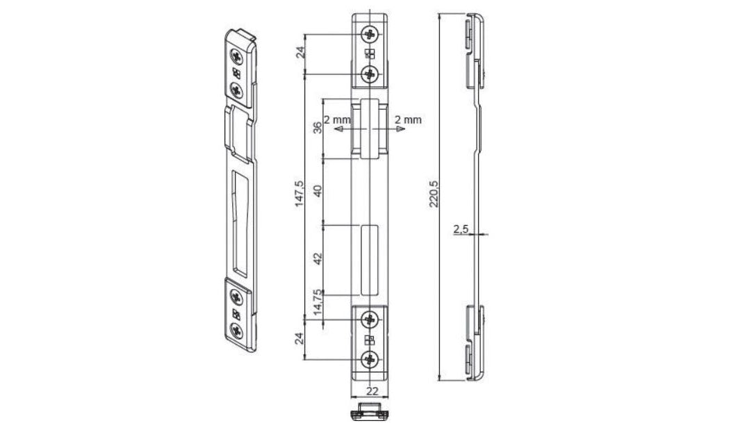 WRS Giesse Balcony Door Counterplate Lock