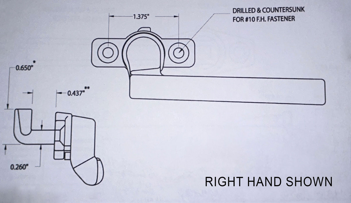 Project In Cam Handle - Left or Right Hand