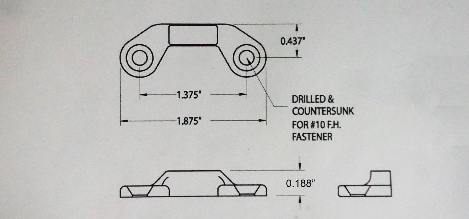 WRS 3/16" Height Project-Out Cam Strike  -  White Bronze