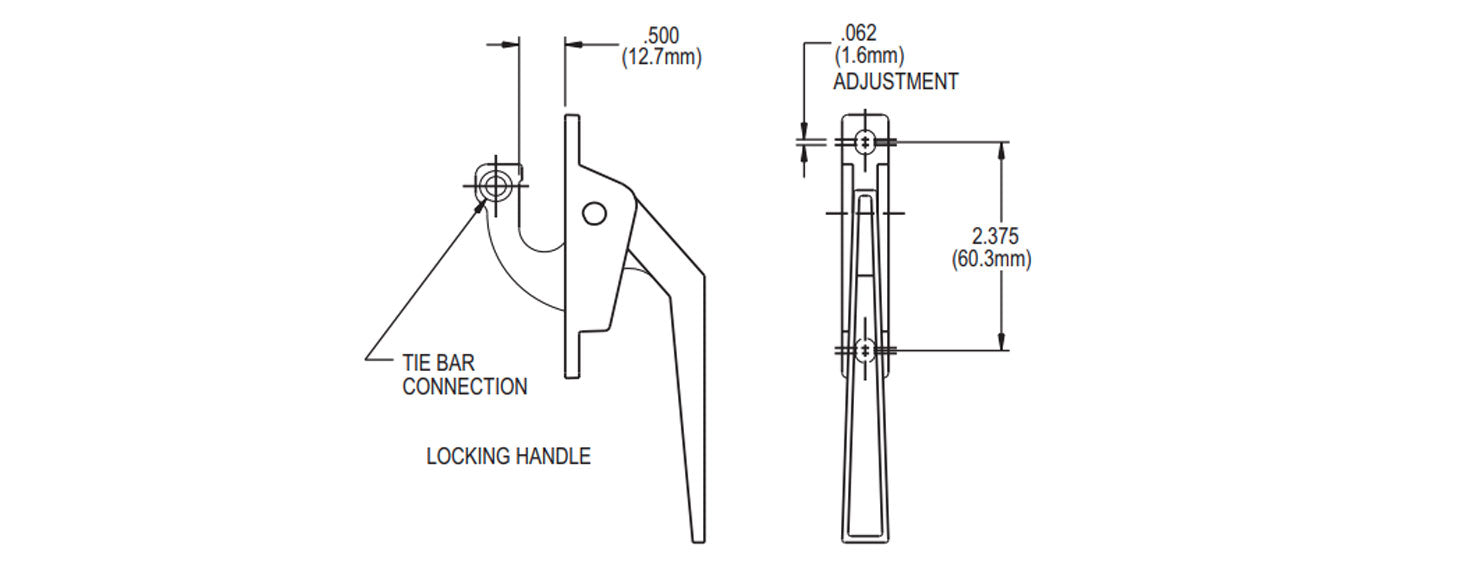 WRS Truth Chestnut Bronze Lower Locking Casement Handle for Tie Bar Applications - 1/2"