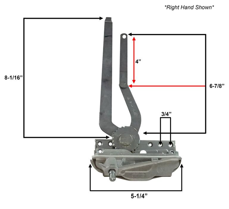 WRS Ashland 8-1/16" OPTIMA Dual Arm Operator - Right Hand, Short Arm