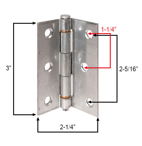 WRS 3" Aluminum Screen Door Hinge with Brass Bearings  -  2 Pack