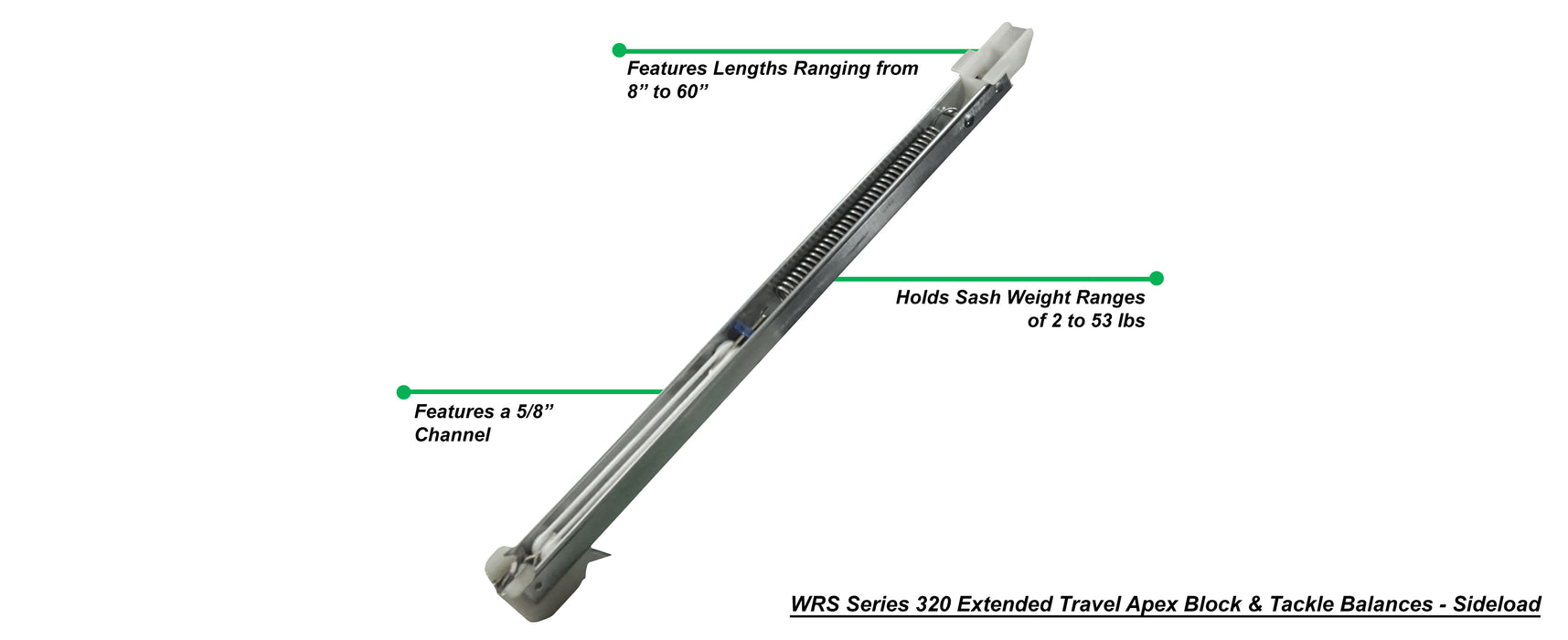 WRS Series 320 Extended Travel Apex Block & Tackle Balances - Sideload