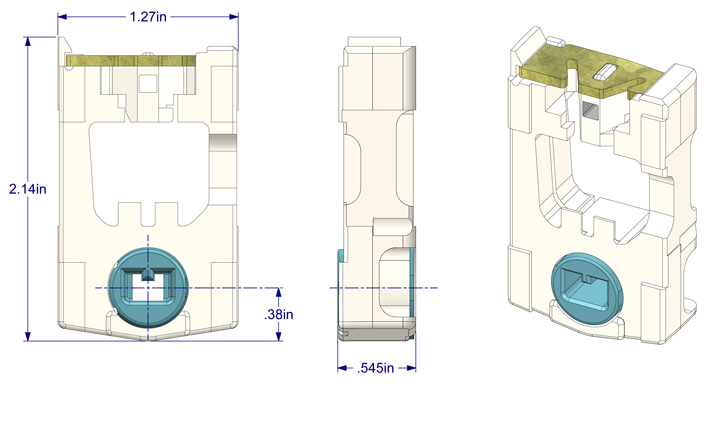 01-18 Diagram of WRS 9/16" x 1-1/4" Pivot Lock Shoe with Blue Cam