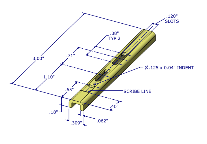 01-45 Diagram WRS 3" Slotted Pivot Bar with U-Shaped Head