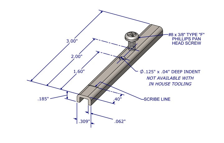 WRS 3" Stamped Steel Pivot Bar with Screw, Heat Treated