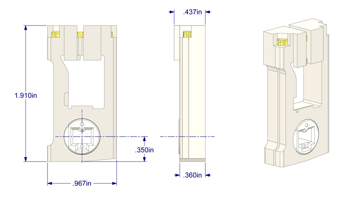 01-50P Diagram of WRS 3/8" x 1" Pivot Lock Shoe with White Cam