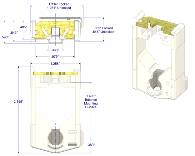 01-71 Diagram of WRS 9/16" x 1-1/4" Pivot Lock Shoe with White Cam