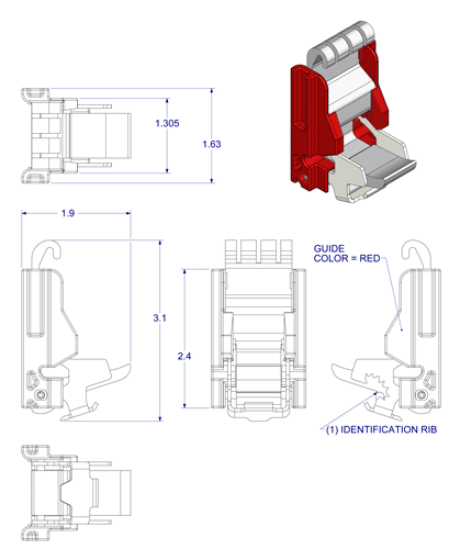 WRS Caldwell Tandem or Single Carrier Unit for Non-Tilt Commercial Windows - Red