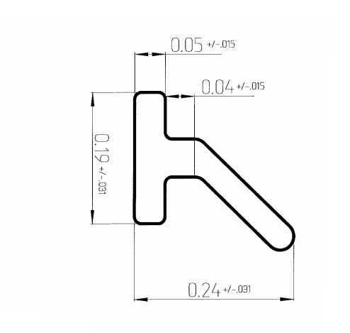 013-3300 WRS 330 Mullion Finger Gasket Weather Stripping Diagram