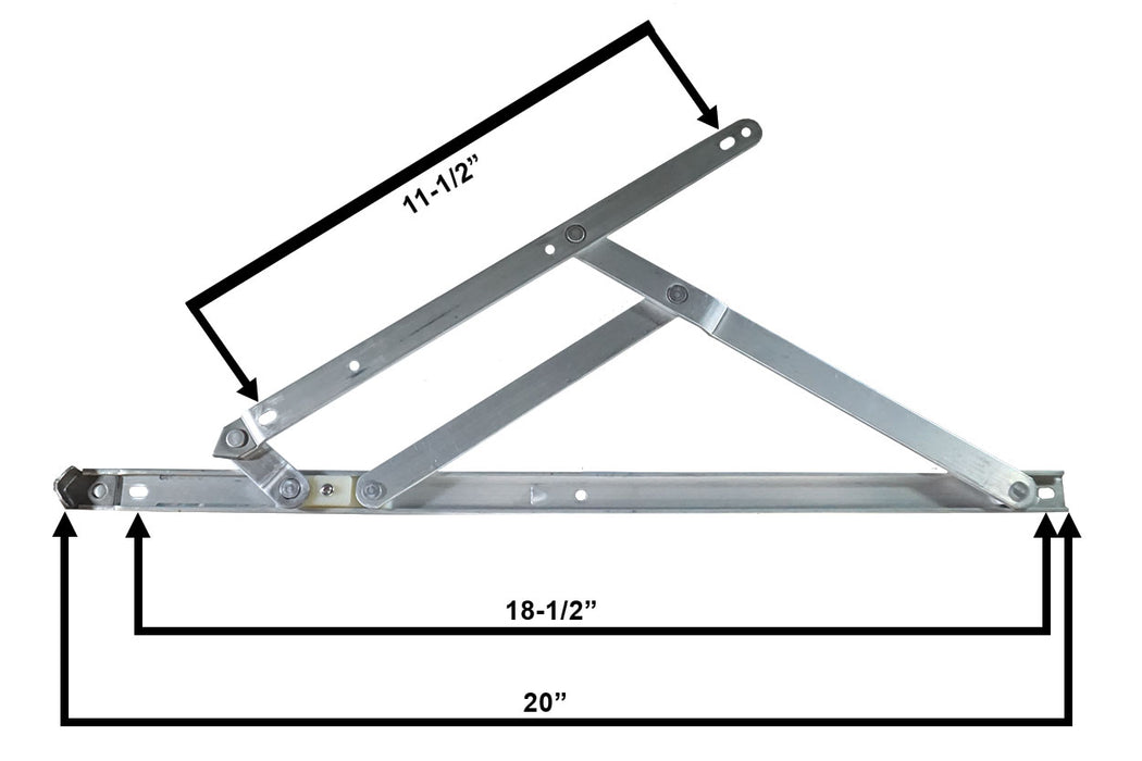 WRS Truth Hardware 20" Aluminum 4-Bar Hinge with Stop - .385 Track
