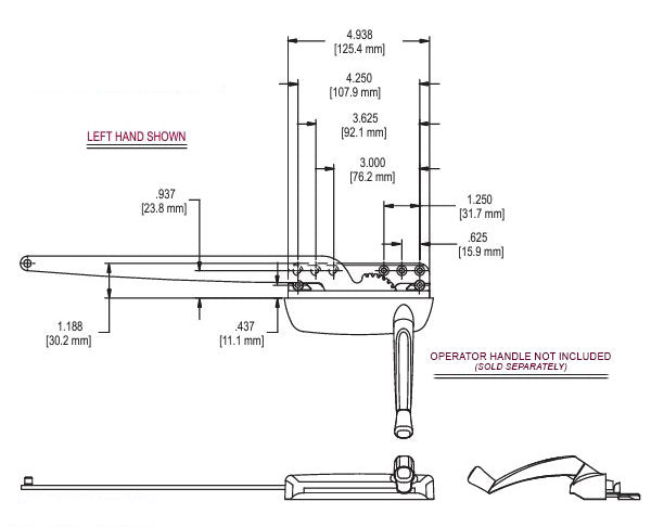 WRS Truth Hardware Left or Right Hand Maxim Single Arm Operator, Sill Mount - White