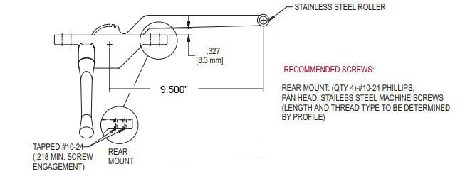 WRS Truth Hardware Right Hand 9-1/2" Single Arm Operator, Rear Mount - Bronze