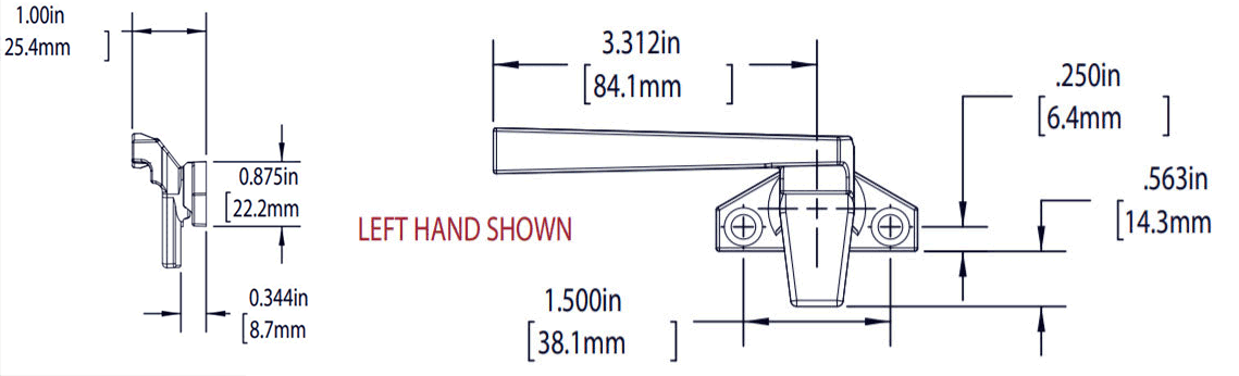 WRS Truth Aluminum Cam Handle, Offset Base Style - Left or Right Hand