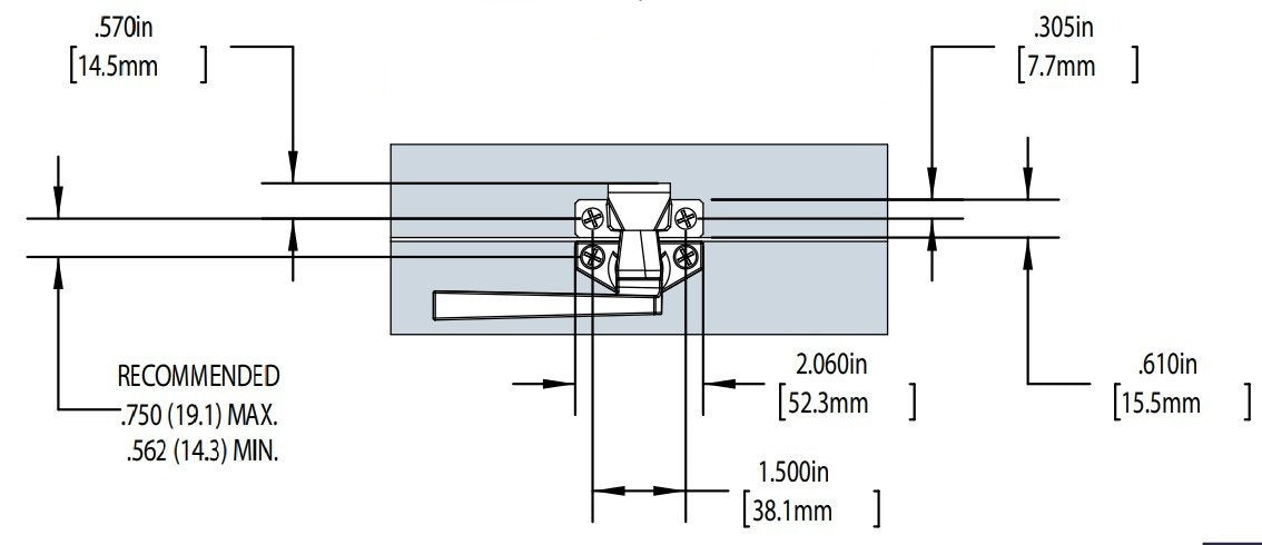 WRS 1.938" Right Hand Projection Cam Handle with Pole Hole - White
