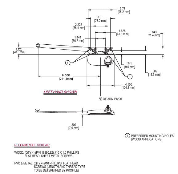 WRS Truth 9-1/2" Right Hand Single Arm Casement Operator - Bronze