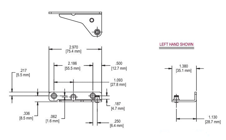 WRS Truth Hardware 2.97" Entrygard Dyad Operator Bracket - Left or Right Hand