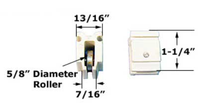 WRS 1-1/4" Sliding Window Roller Assembly - Brass Roller