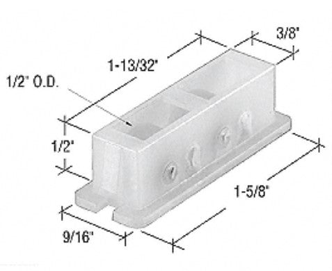 WRS 1-5/8" Sliding Window Roller - Nylon Housing, Flat Nylon Wheels
