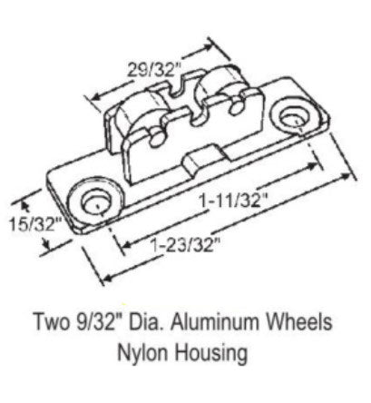 WRS 1-23/32" Tandem Sliding Window Roller - Off-White