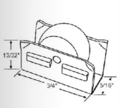 WRS 1/2" Roller & Housing - Brass Coated Housing, White Nylon Wheel