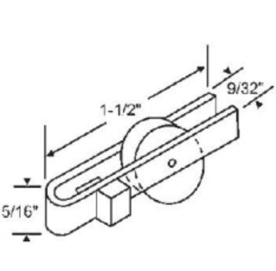 WRS 1-1/2" Sliding Window Roller with Metal Housing - Flat Nylon Wheel