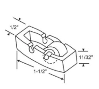 WRS 1-1/2" Window Roller & Housing - Nylon Housing, Metal Wheel