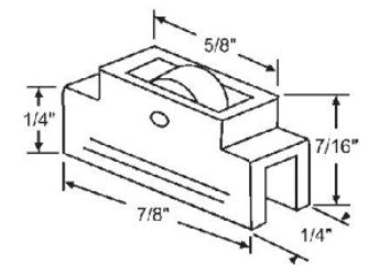 WRS 7/8" Nylon Sliding Window Roller with Metal Wheel