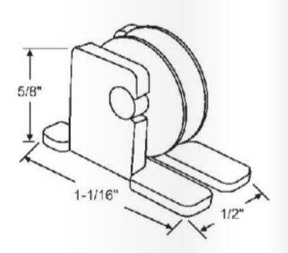WRS 1-1/16" Roller & Housing - Nylon Housing, Metal Wheel