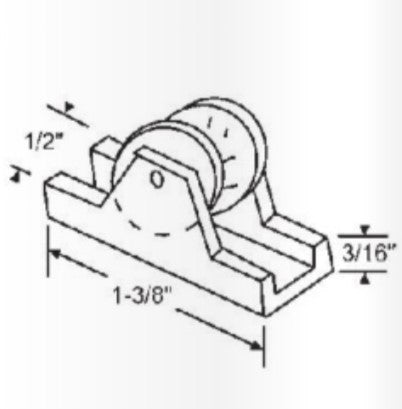 WRS 1-3/8" Sliding Window Roller - 5/8" Metal Wheel