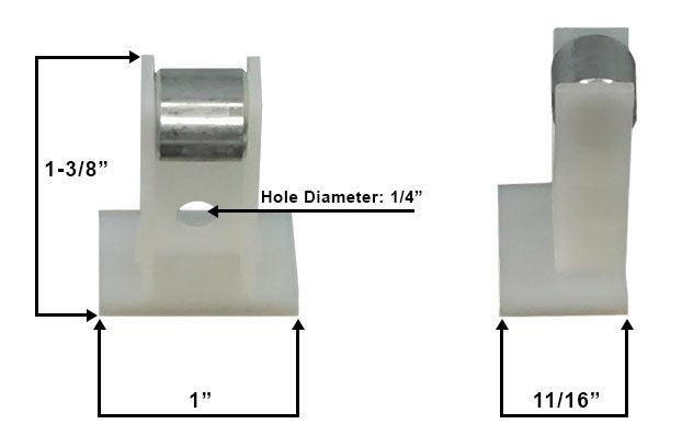 WRS Sliding Window Roller Assembly with White Nylon Housing and Steel Wheel - 1-3/8"