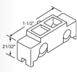 WRS White Nylon Tandem Window Roller & Housing - 1-1/2"
