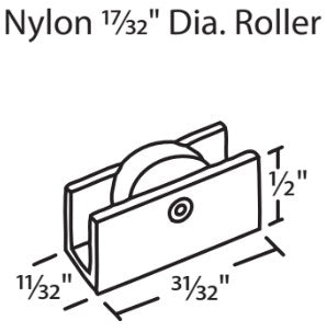 WRS White Nylon Sliding Window Roller & Metal Housing - 31/32"