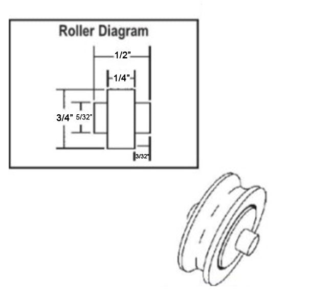 WRS 3/4" Concave Sliding Window Roller & Axle - White Nylon, Brass