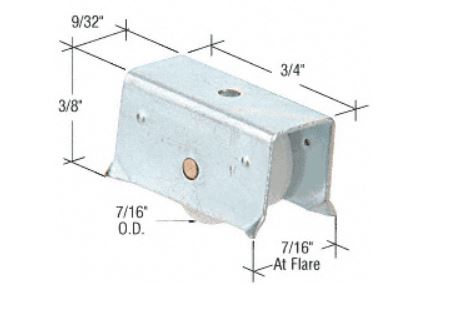 WRS 3/8" Sliding Window Roller with Concaved Center Grooved Nylon Wheel - 7/16" Wheel Diameter
