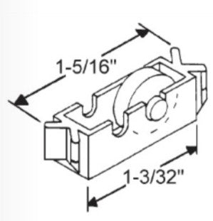 WRS Sliding Window Metal Roller & Nylon Housing - 1-5/16"