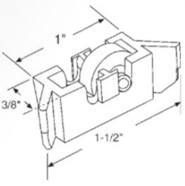 WRS 1-1/2" Window Roller & Housing Assembly - White Nylon Housing, Metal Wheel