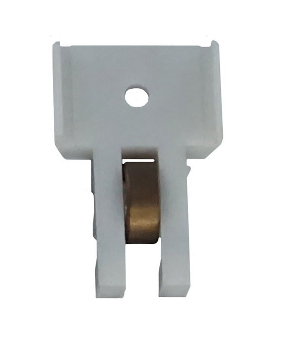 WRS 1-3/4" Sliding Window Roller & Housing - White Nylon, Brass-Coated Metal