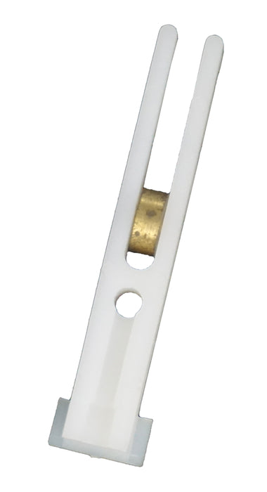 WRS 2-3/4" Window Roller Assembly - White Nylon Housing, Brass-Coated Wheel