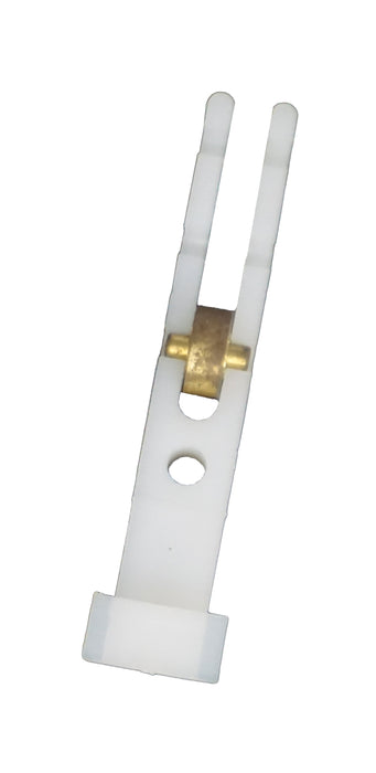 WRS 2-3/4" Window Roller Assembly - White Nylon Housing, Brass-Coated Wheel