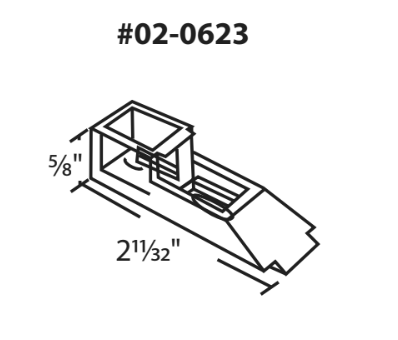 02-0623 Diagram of WRS 2-11/32" x 5/8" White Sash Cam
