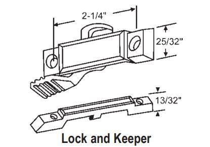 WRS 2-1/4" Sweep Lock & Keeper Set - Chrome, Black, or White
