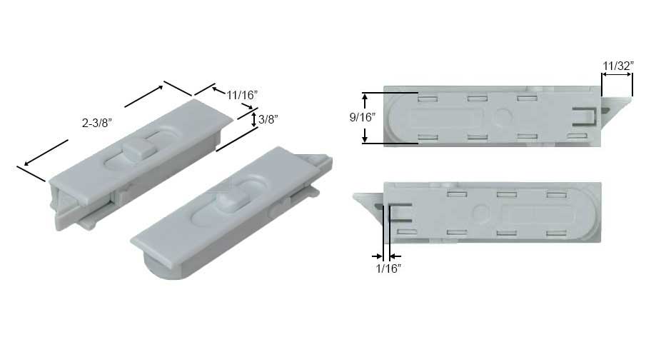 WRS 2-3/8" Surface Mounted Snap-In Tilt Latch Set - White