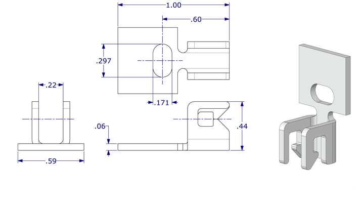 02-6511 WRS 1" x 19/32" Stamped Steel Balance Bracket